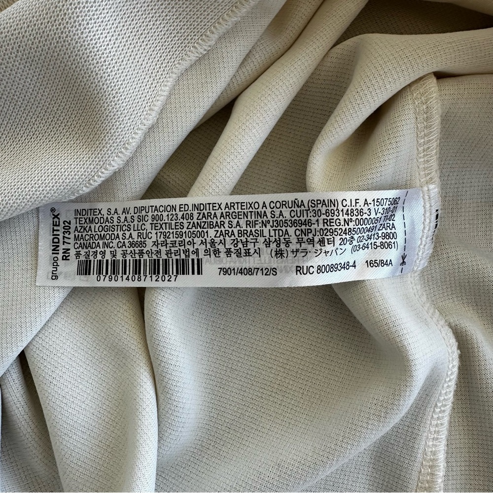 Zara Textured Racerback Sleeveless Tank Midi Dress Cream Off White Size S - Picture 10 of 10